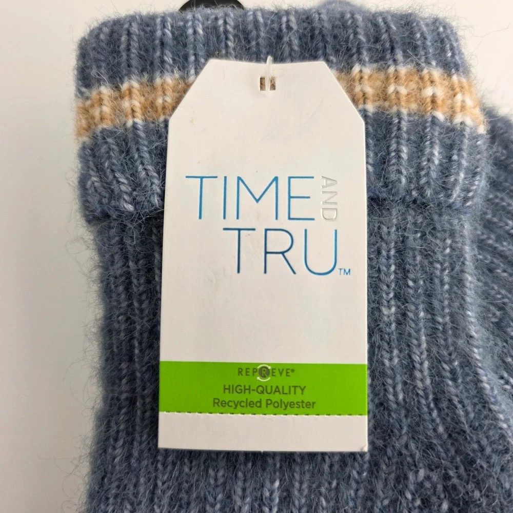 Time and Tru Striped Touchscreen Gloves Blue Winter Accessory‎